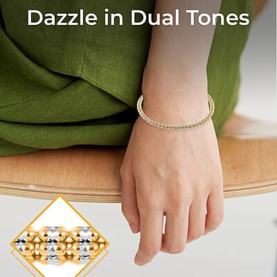 10K Yellow Gold Bracelet,  Ice Chain Bracelet, Dual Tone Bracelet, Gold Jewelry, Gold Bracelet  (8.00 In) 3.5mm, 8.20 Grams