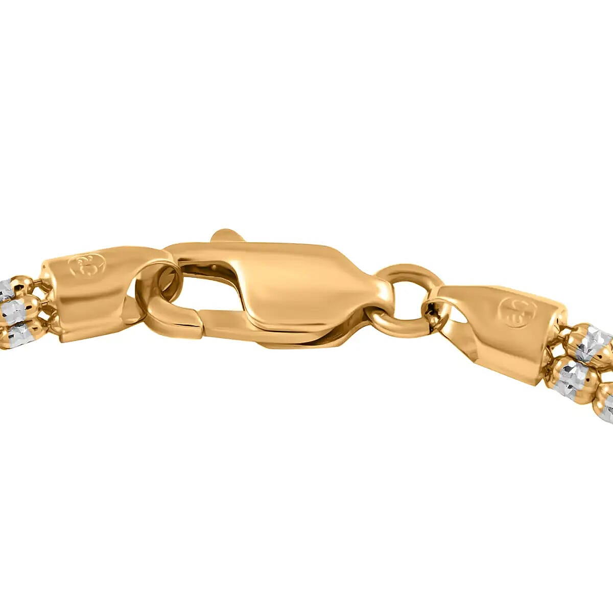 10K Yellow Gold 3.5mm 2-Tone Ice Chain Bracelet (8.00 In) 6.3 Grams