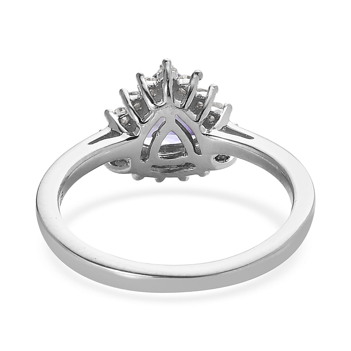 Peacock Tanzanite and Moissanite Sunburst Ring in Platinum Over Sterling Silver 1.00 ctw image number 4
