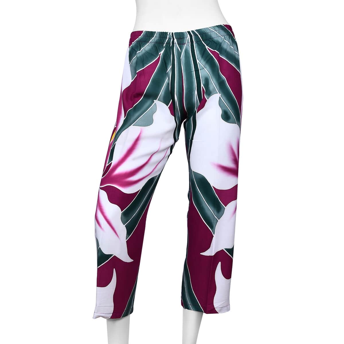 Hand Painted Purple with Multi Color Floral Print Pajamas Pant - XL image number 0