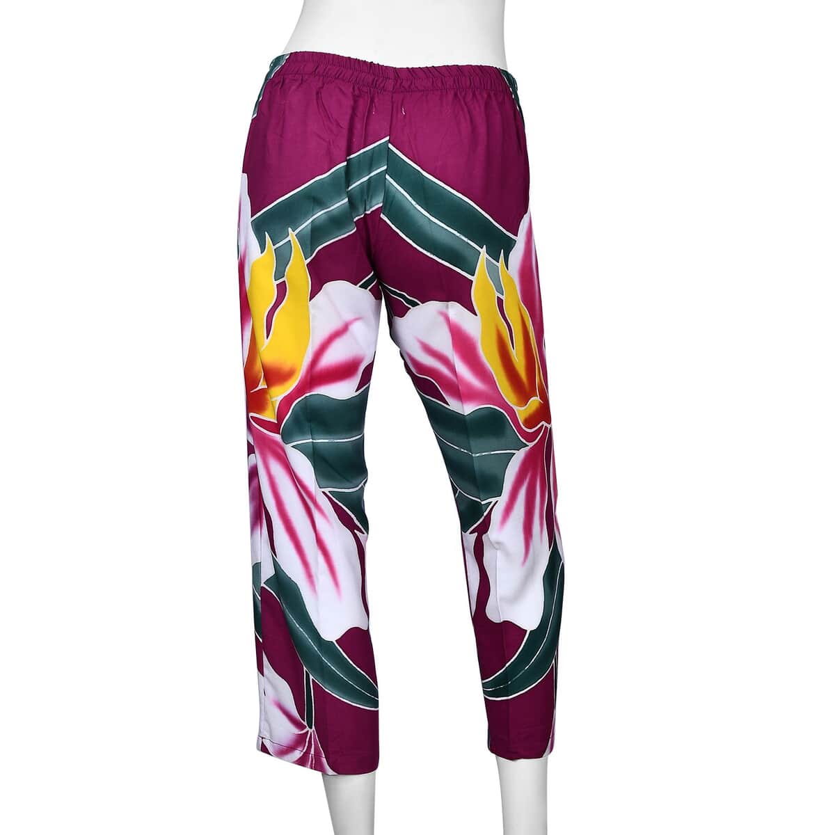 Hand Painted Purple with Multi Color Floral Print Pajamas Pant - XL image number 1