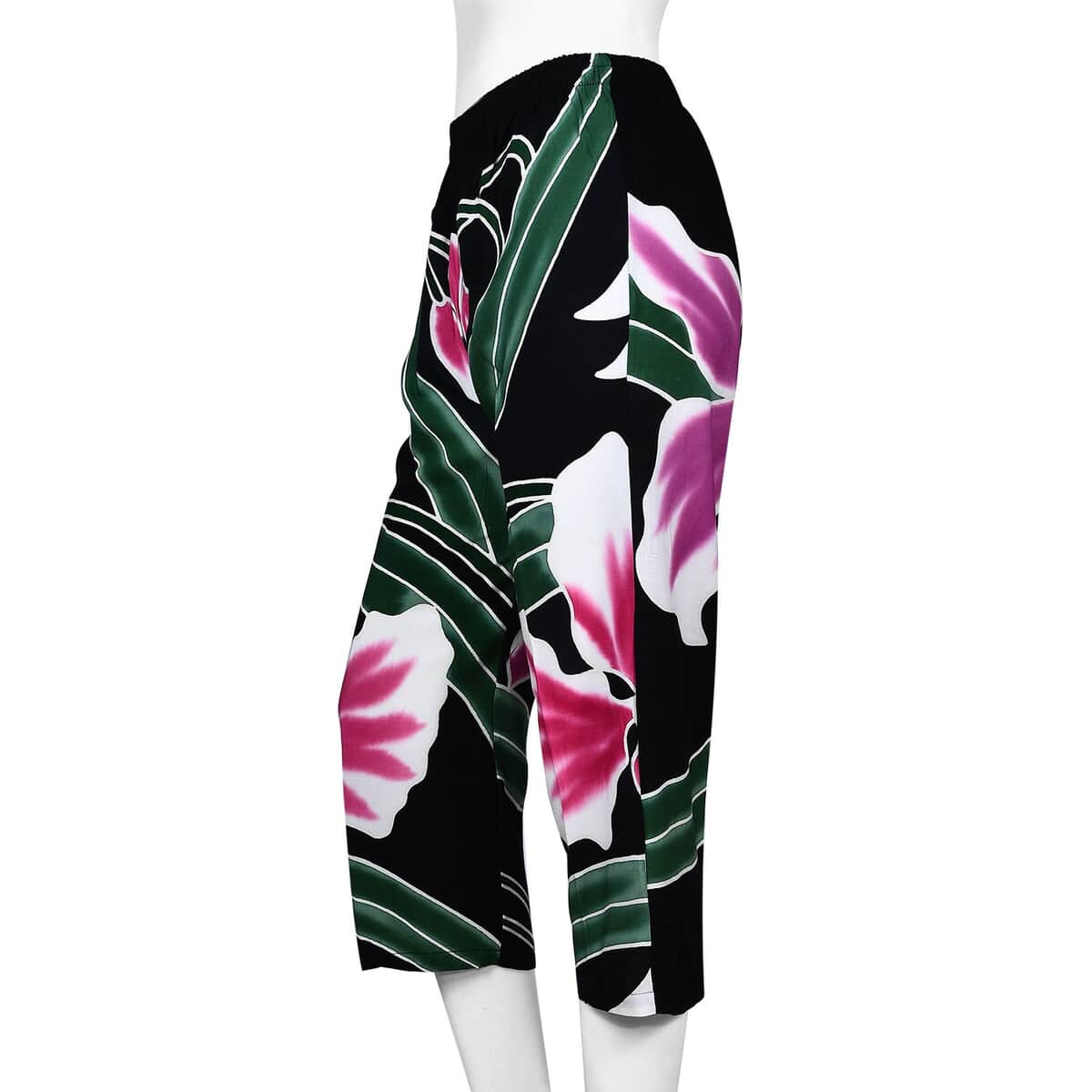 Hand Painted Black with Multi Color Floral Print Pant - 3XL image number 2