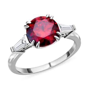 Red and White Moissanite 2.75 ctw Ring in Rhodium Over Sterling Silver, Promise Rings For Women (Size 10.0)