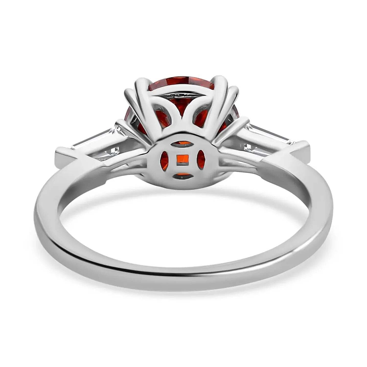 Red and White Moissanite 2.75 ctw Ring in Rhodium Over Sterling Silver, Promise Rings For Women (Size 10.0)