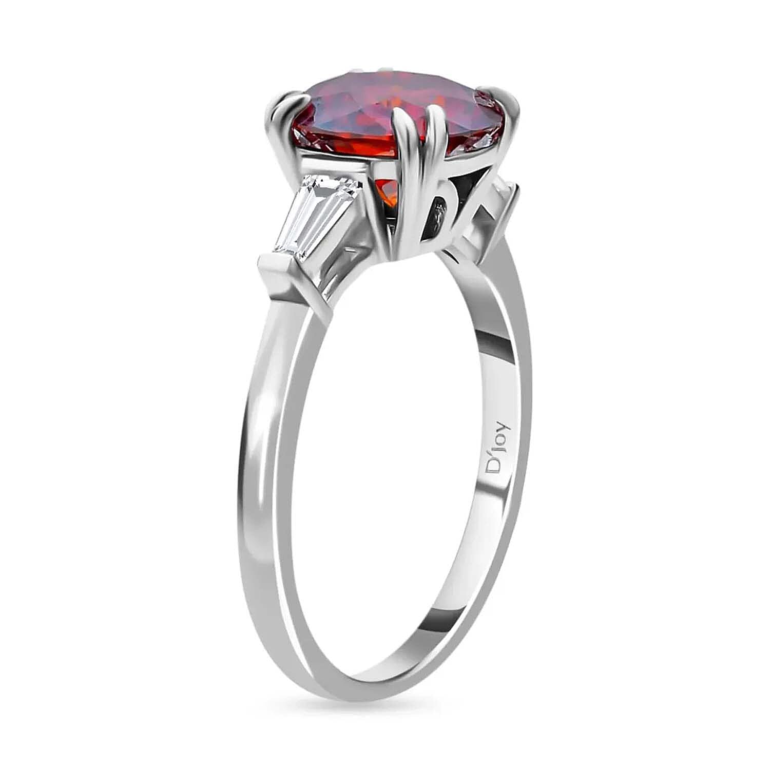 Red and White Moissanite 2.75 ctw Ring in Rhodium Over Sterling Silver, Promise Rings For Women (Size 10.0)