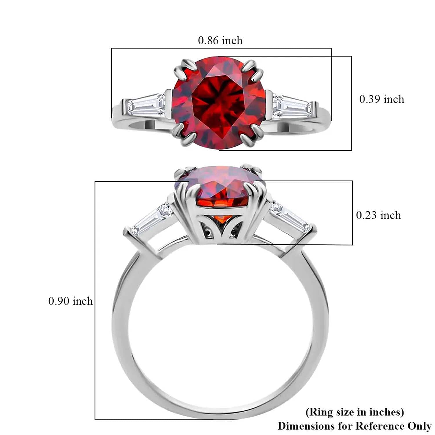 Red and White Moissanite 2.75 ctw Ring in Rhodium Over Sterling Silver, Promise Rings For Women (Size 10.0)