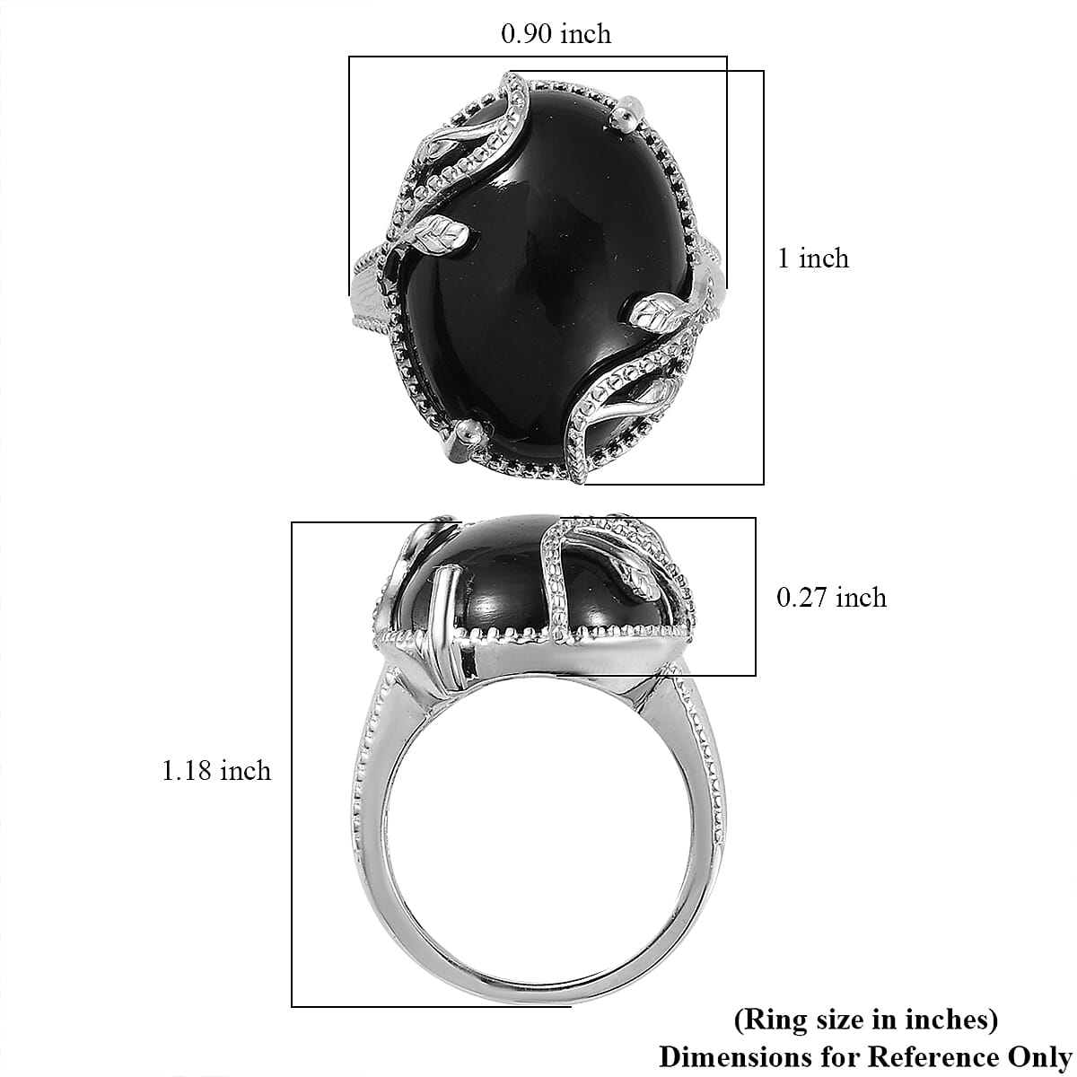 Karis Black Onyx Solitaire Ring in Platinum Bond (Size 5.0) 14.10 ctw image number 5