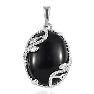 Karis Black Onyx Fancy Pendant without Chain in Platinum Bond 14.50 ctw