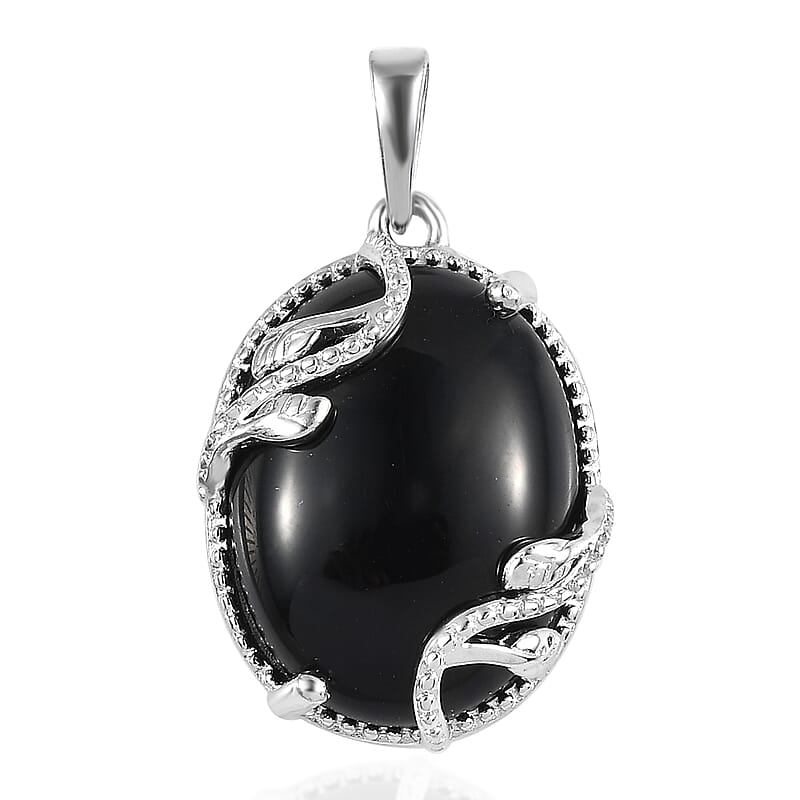Karis Black Onyx Fancy Pendant without Chain in Platinum Bond 14.50 ctw