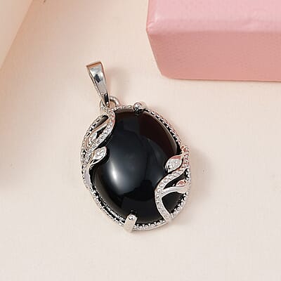 Karis Black Onyx Fancy Pendant without Chain in Platinum Bond 14.50 ctw