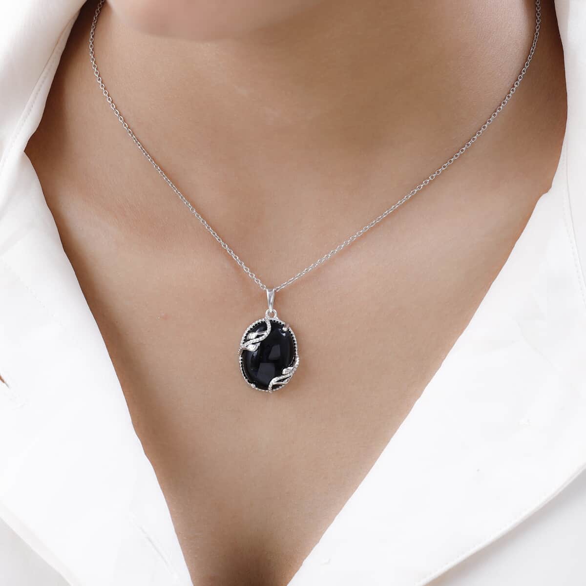 Karis Black Onyx Fancy Pendant in Platinum Bond 14.50 ctw image number 2