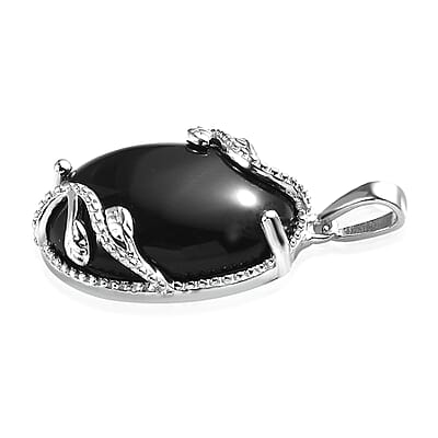 Karis Black Onyx Fancy Pendant without Chain in Platinum Bond 14.50 ctw