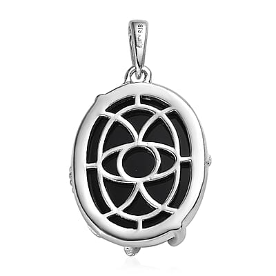 Karis Black Onyx Fancy Pendant without Chain in Platinum Bond 14.50 ctw
