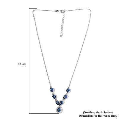 Brazilian Blue Petalite and White Zircon Necklace 18-20 Inches in Platinum Over Sterling Silver 6.50 ctw
