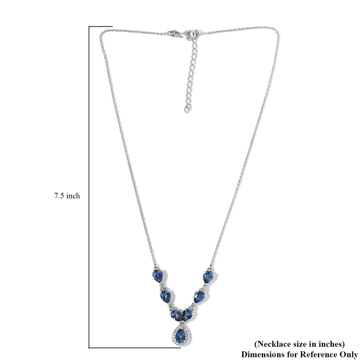 Brazilian Blue Petalite and White Zircon Necklace 18-20 Inches in Platinum Over Sterling Silver 6.50 ctw image number 5