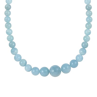 Aquamarine Beaded Necklace, Beads Necklace, Princess Length Necklace, Sterling Silver Necklace, Magnetic Clasp Necklace, Blue Necklace For Women 328.50 ctw