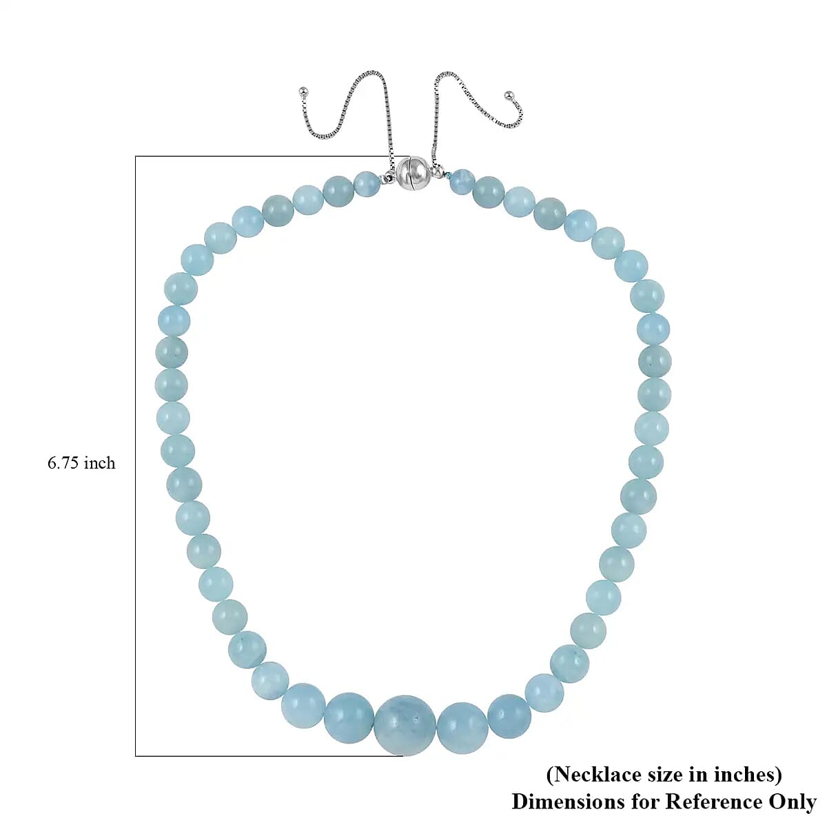 Aquamarine Beaded Necklace, Beads Necklace, Princess Length Necklace, Sterling Silver Necklace, Magnetic Clasp Necklace, Blue Necklace For Women 328.50 ctw