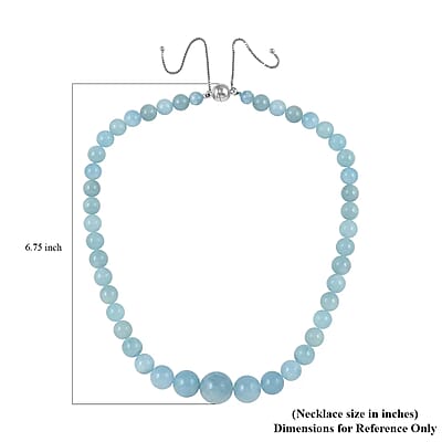 Aquamarine Beaded Necklace, Beads Necklace, Princess Length Necklace, Sterling Silver Necklace, Magnetic Clasp Necklace, Blue Necklace For Women 328.50 ctw