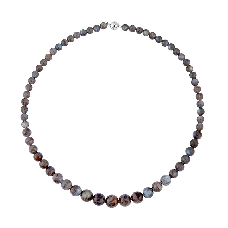 Malagasy Labradorite Beads Necklace, Beaded Necklace, Sterling Silver Necklace, 20 Inch Necklace 252.50 ctw