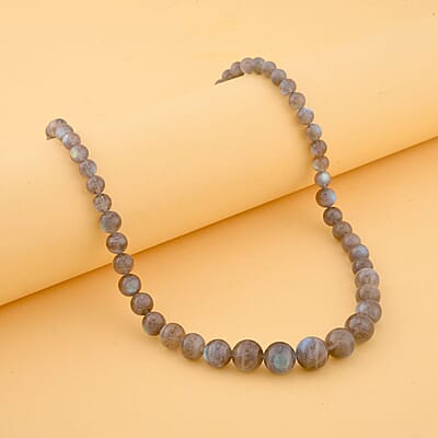 Malagasy Labradorite Beads Necklace, Beaded Necklace, Sterling Silver Necklace, 20 Inch Necklace 252.50 ctw
