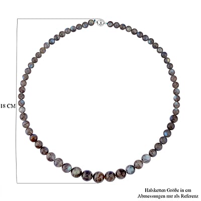 Malagasy Labradorite Beads Necklace, Beaded Necklace, Sterling Silver Necklace, 20 Inch Necklace 252.50 ctw