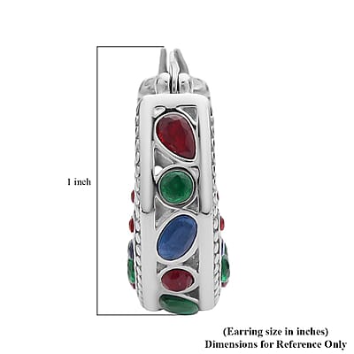 Multi Color Austrian Crystal Hoop Earrings in Stainless Steel , Tarnish-Free, Waterproof, Sweat Proof Jewelry