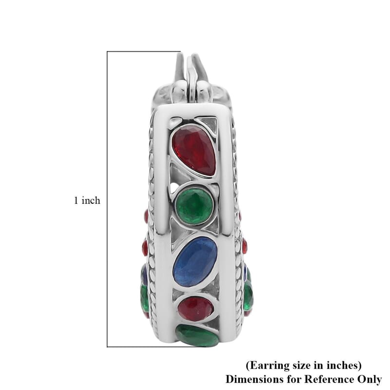 Multi Color Austrian Crystal Hoop Earrings in Stainless Steel , Tarnish-Free, Waterproof, Sweat Proof Jewelry
