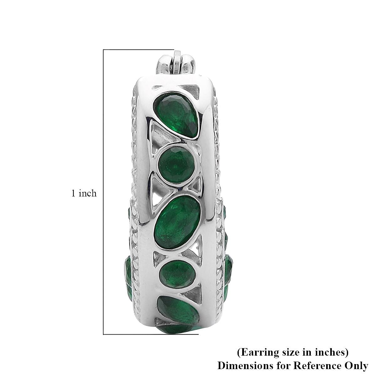 Green Color Austrian Crystal Hoop Earrings in Stainless Steel , Tarnish-Free, Waterproof, Sweat Proof Jewelry image number 4