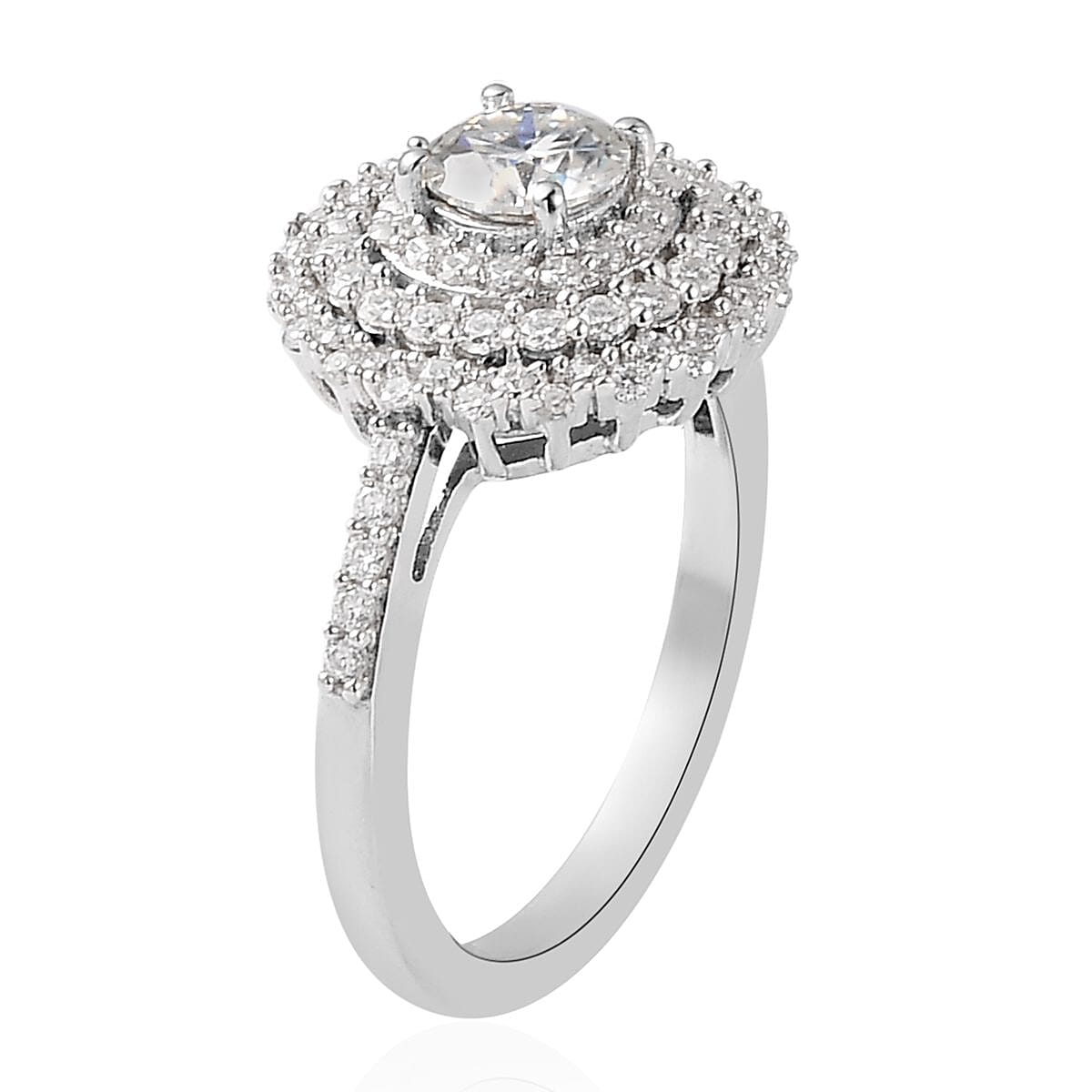 Moissanite Cocktail Ring in Platinum Over Sterling Silver 1.15 ctw (Delivery in 5-7 Business Days) image number 3