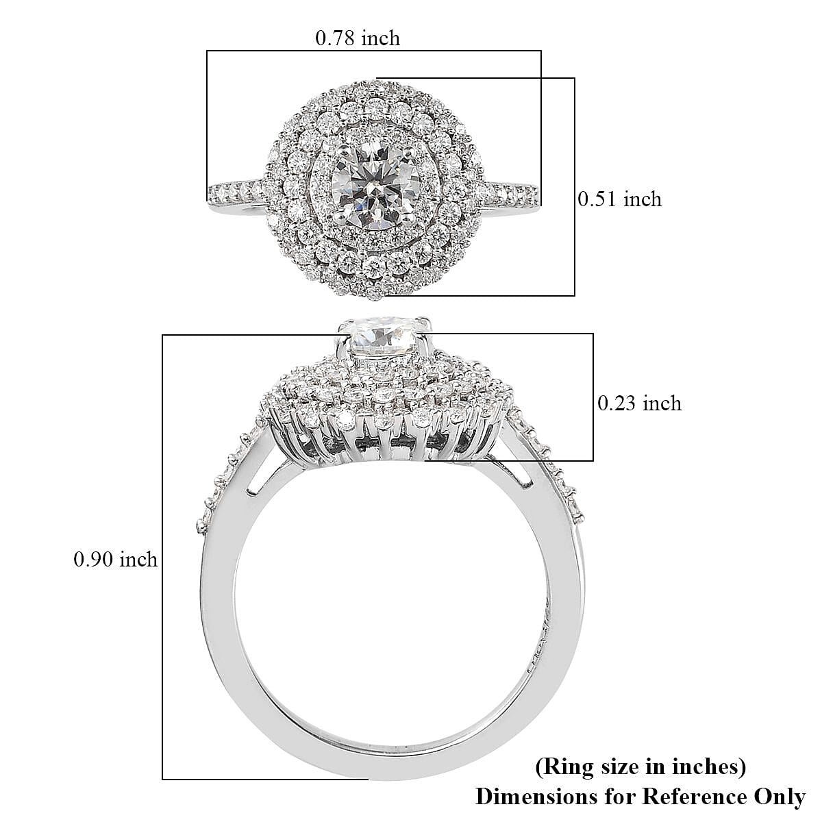 Moissanite Cocktail Ring in Platinum Over Sterling Silver 1.15 ctw (Delivery in 5-7 Business Days) image number 5