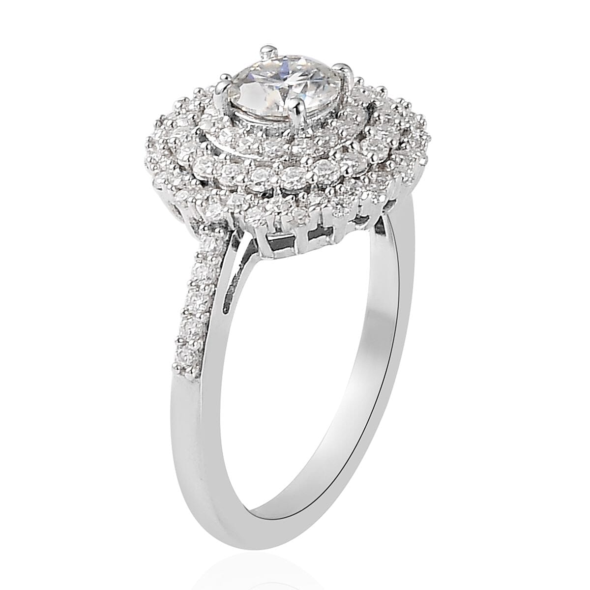 Moissanite Cocktail Ring in Platinum Over Sterling Silver (Size 8.0) 1.00 ctw image number 3