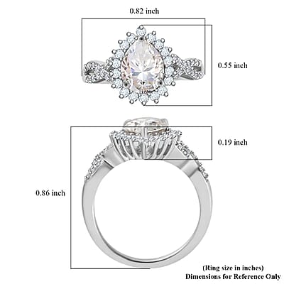 Moissanite Infinity Ring, Platinum Over Sterling Silver Ring, Moissanite Ring, Sunburst Ring 2.35 ctw