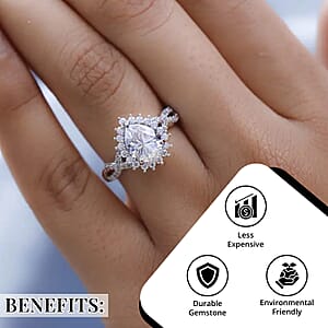 Moissanite Infinity Ring, Platinum Over Sterling Silver Ring, Moissanite Ring, Sunburst Ring 2.35 ctw