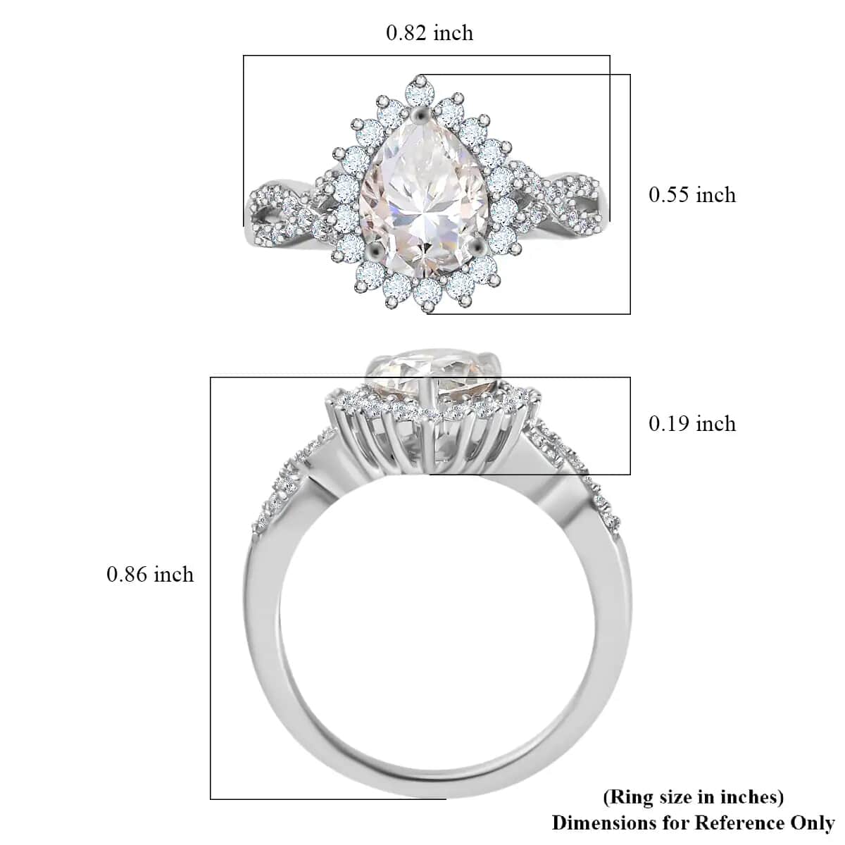 Moissanite Infinity Ring, Platinum Over Sterling Silver Ring, Moissanite Ring, Sunburst Ring 2.35 ctw image number 6