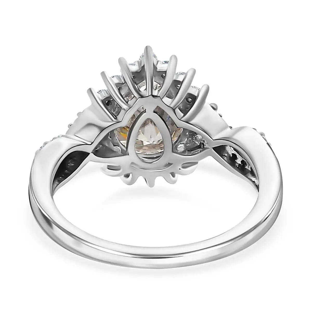 Moissanite 2.35 ctw Infinity Ring, Platinum Over Sterling Silver Ring, Moissanite Ring, Sunburst Ring (Size 8.0) image number 5