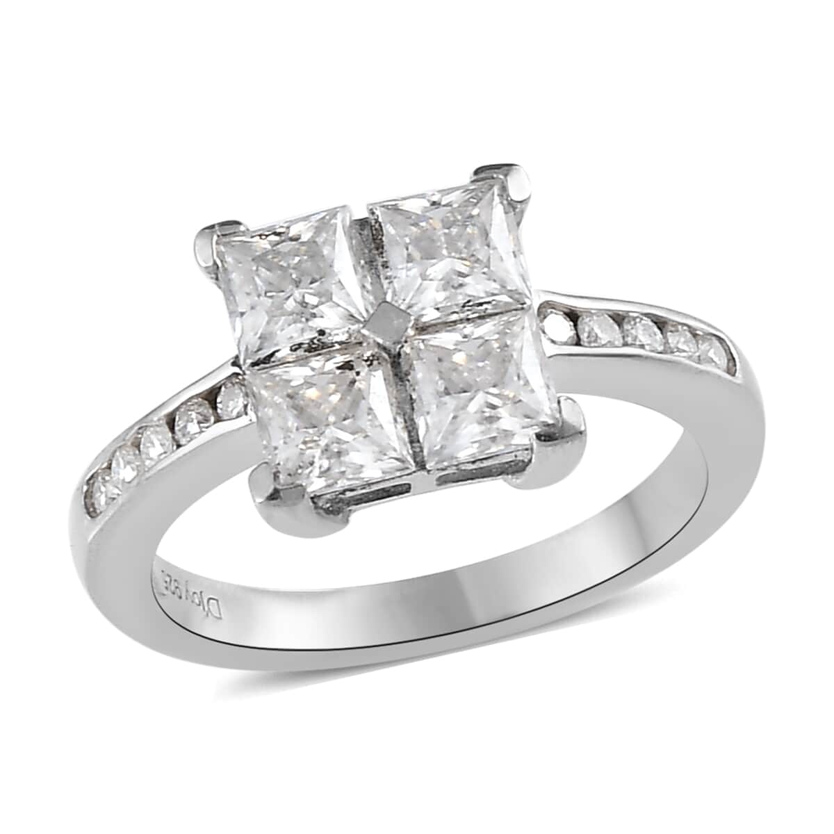 Moissanite Ring in Platinum Over Sterling Silver (Delivery in 5-7 Business Days) 1.65 ctw image number 0