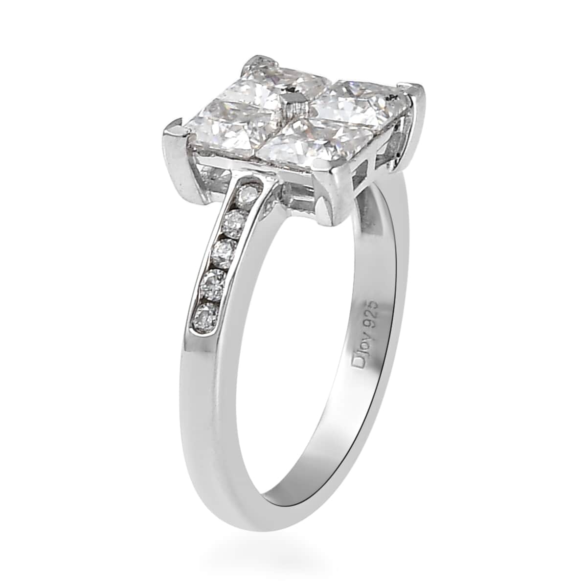 Moissanite Ring in Platinum Over Sterling Silver (Delivery in 5-7 Business Days) 1.65 ctw image number 3