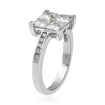 Moissanite Ring in Platinum Over Sterling Silver (Size 10.0) 1.50 ctw