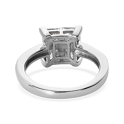 Moissanite Ring in Platinum Over Sterling Silver (Size 10.0) 1.50 ctw
