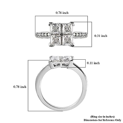 Moissanite Ring in Platinum Over Sterling Silver (Size 10.0) 1.50 ctw