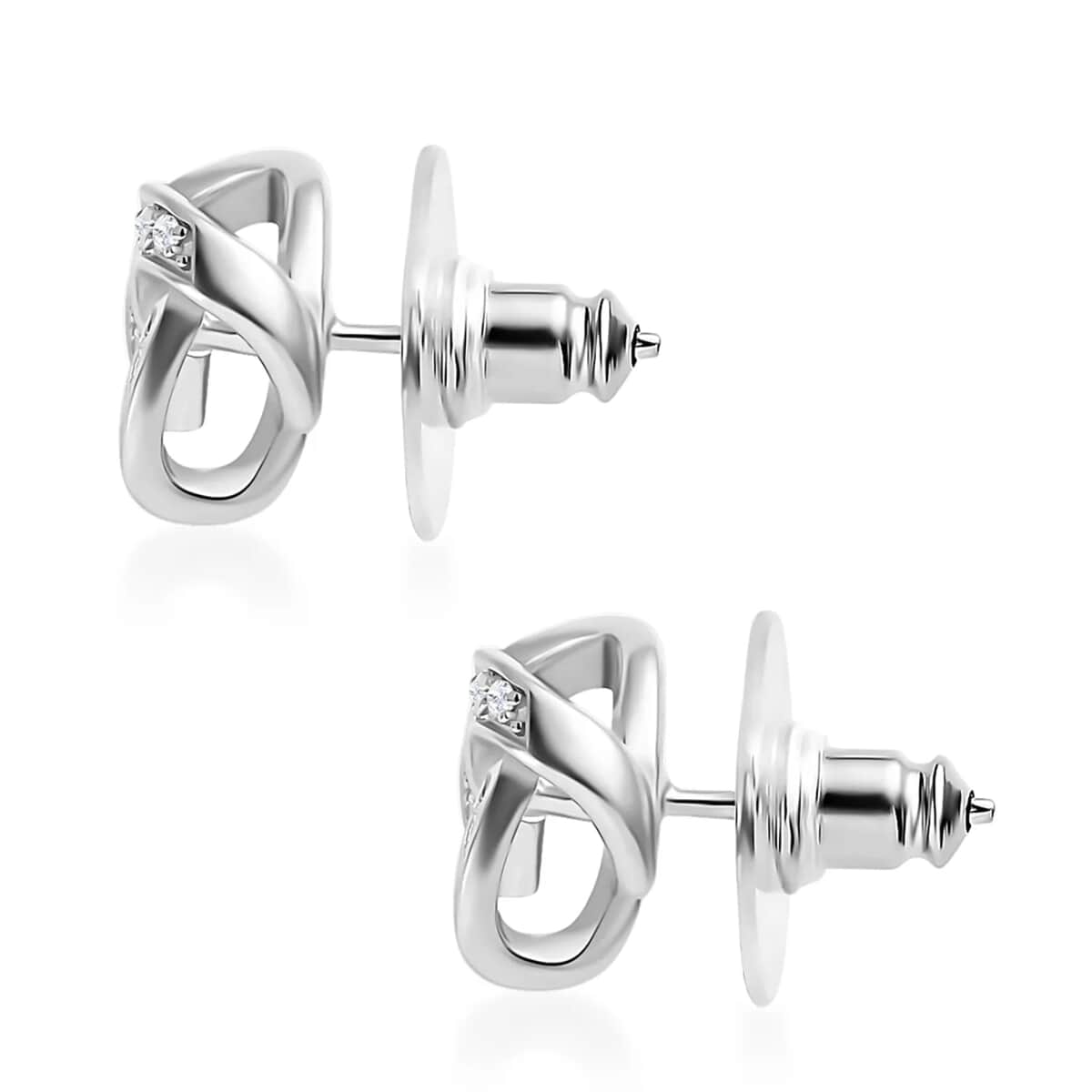Moissanite Knot Stud Earrings in Platinum Over Sterling Silver (Delivery in 5-7 Business Days) 0.35 ctw image number 4