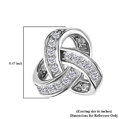 Moissanite Knot Stud Earrings in Platinum Over Sterling Silver, Celtic Knot Earrings, Knot Studs,Moissanite Stud Earrings, Silver Moissanite Studs 0.35 ctw
