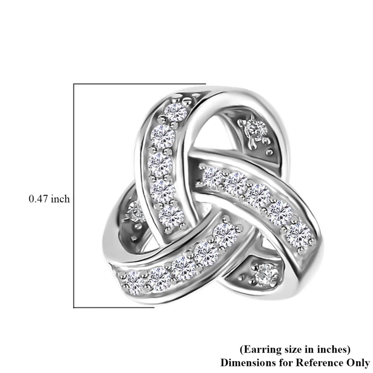 Moissanite Knot Stud Earrings in Platinum Over Sterling Silver (Delivery in 5-7 Business Days) 0.35 ctw image number 5