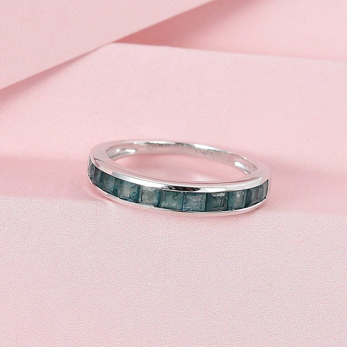 Luxoro 10K White Gold AAA Grandidierite Half Eternity Band Ring (Size 10.0) 1.10 ctw image number 1