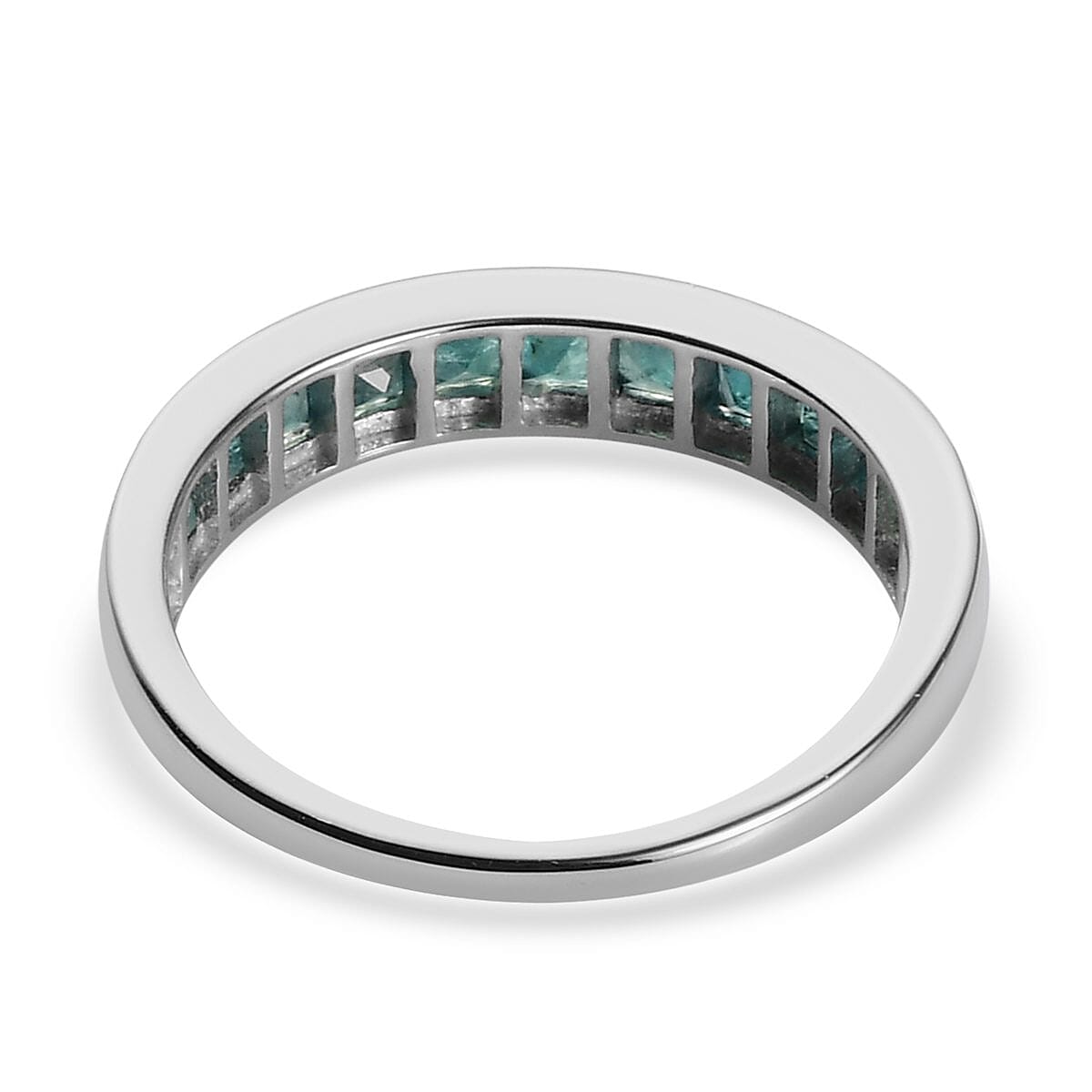 Luxoro 10K White Gold AAA Grandidierite Half Eternity Band Ring (Size 10.0) 1.10 ctw image number 4