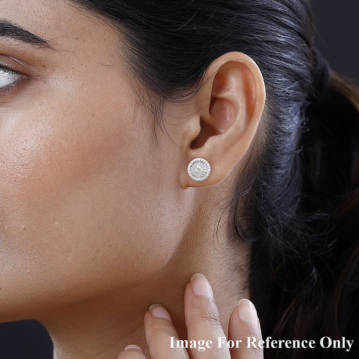 Moissanite Halo Stud Earrings in Rhodium Over Sterling Silver 1.75 ctw image number 2