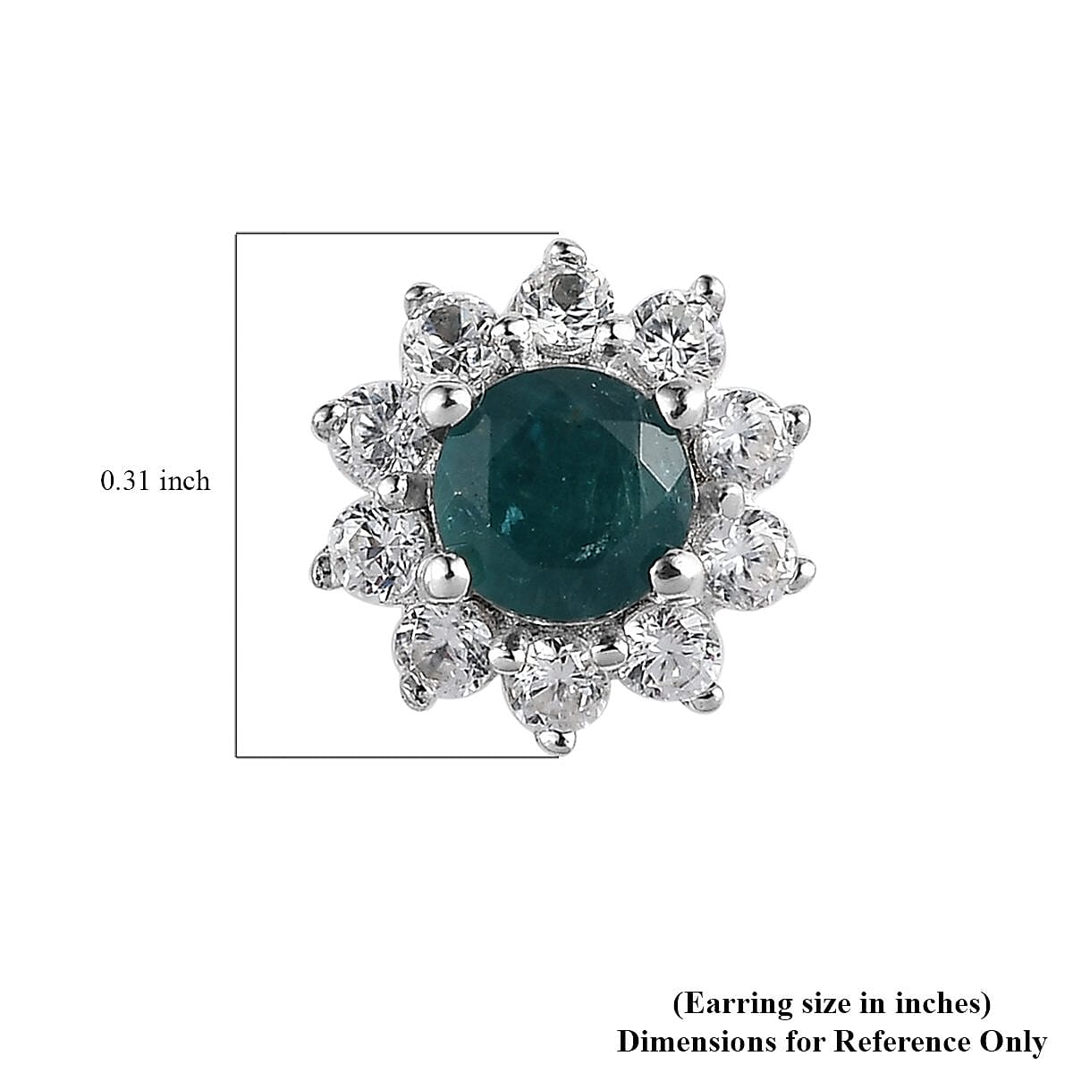 AAA Grandidierite and White Zircon Sunburst Stud Earrings in Platinum Over Sterling Silver 0.90 ctw image number 4