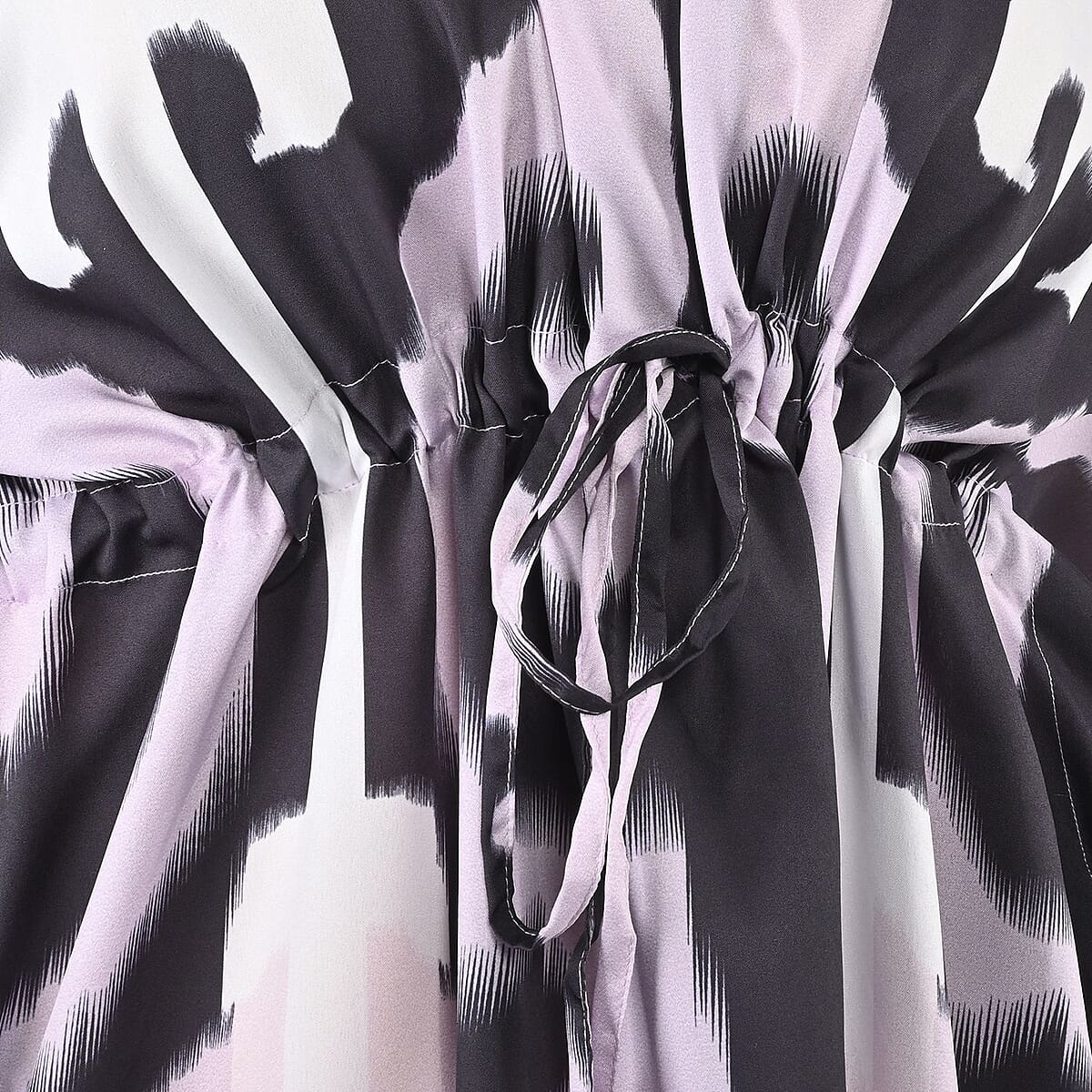 Tamsy Lilac Tie Dye Printed Long Kaftan With Pocket One Size - One Size Fits Most image number 4