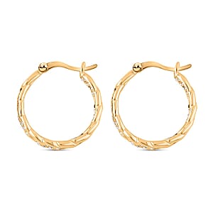 Austrian Crystal Hoop Earrings in ION Plated YG Stainless Steel , Tarnish-Free, Waterproof, Sweat Proof Jewelry
