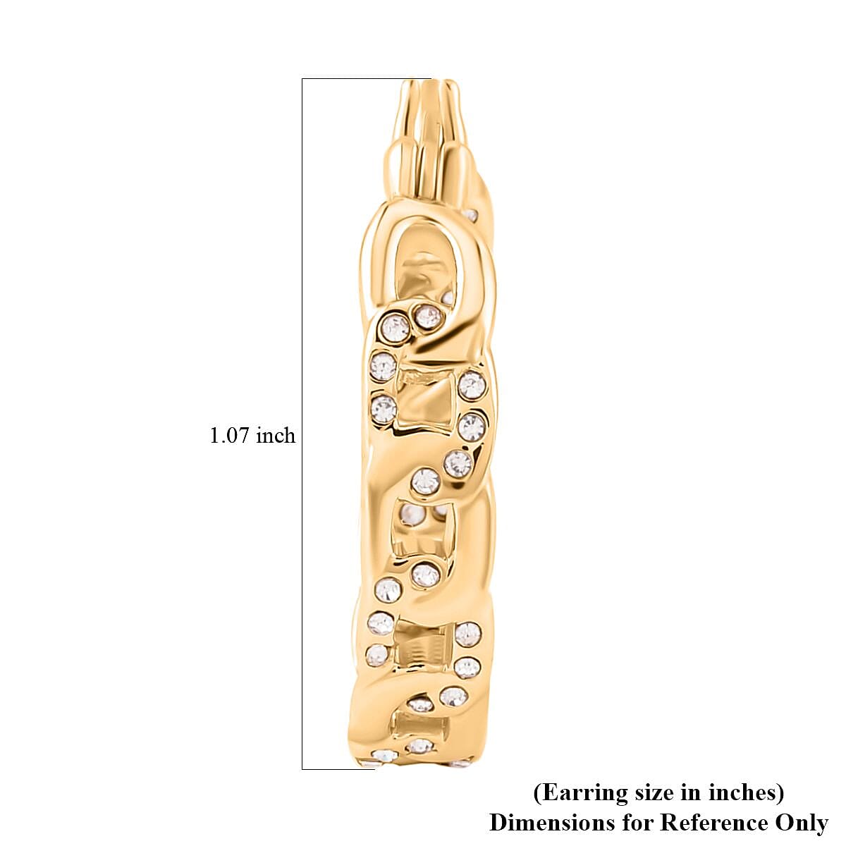 Austrian Crystal Hoop Earrings in ION Plated YG Stainless Steel , Tarnish-Free, Waterproof, Sweat Proof Jewelry image number 4